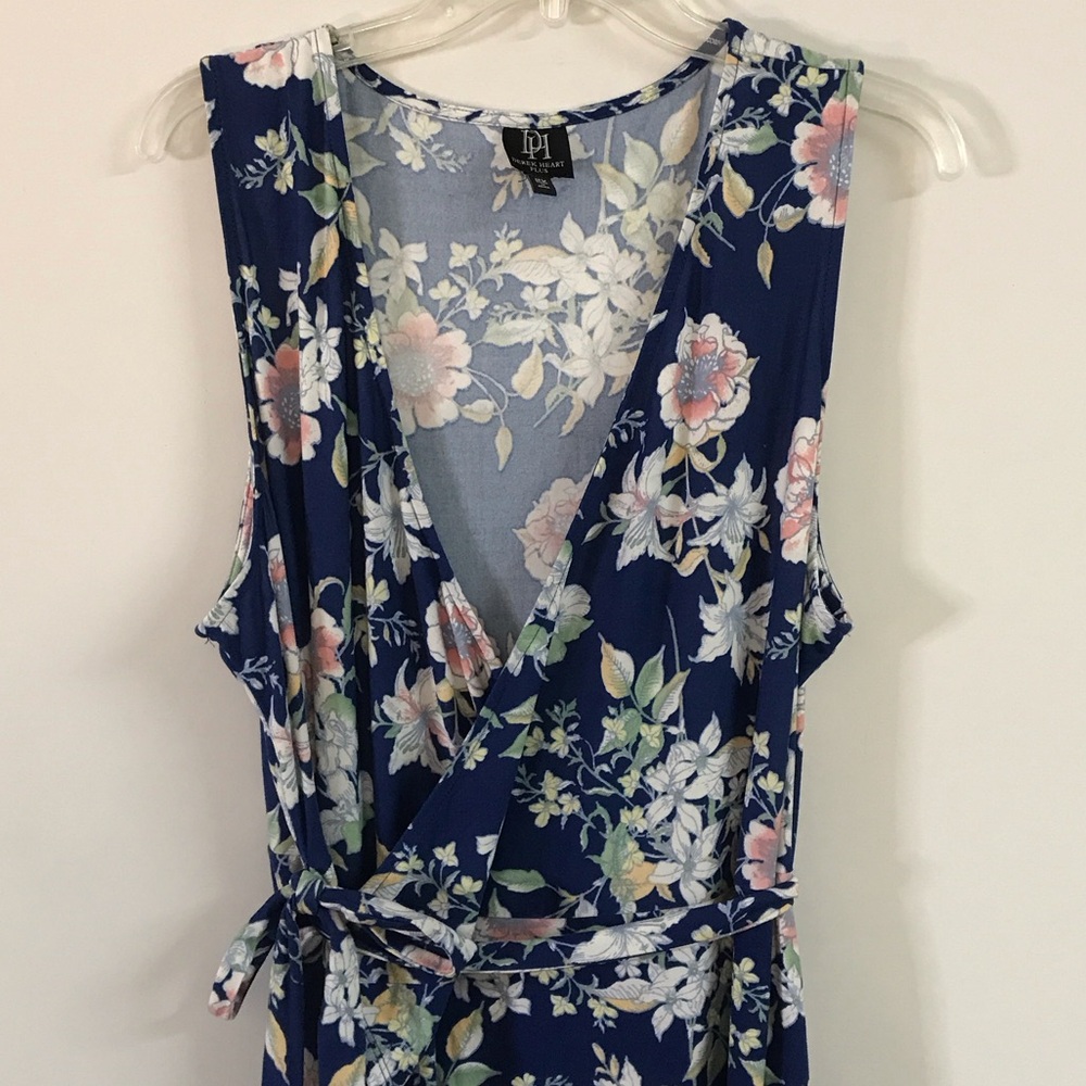 Derek Heart Plus Blue Floral Wrap Dress High Low 2X